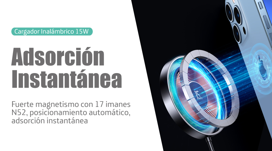 Cargador Magnético Inalámbrico con MagSafe VENTEV de 15W 1 Metro - Gri –  Mac Center Peru