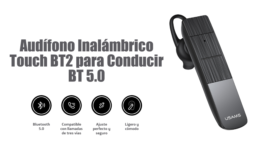 Audifono Bluetooth Celular BT2 para Conducir 5.0 Negro USAMS PER